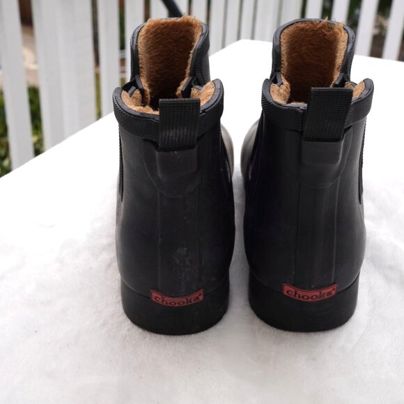 Chooka Black Rubber Chelsea Rain Boots Fleece Lined Size 10 - Picture 5 of 10